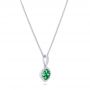 18k White Gold 18k White Gold Emerald Cluster And Diamond Halo Pendant - Flat View -  102621 - Thumbnail