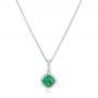  Platinum Platinum Emerald Cluster And Diamond Halo Pendant - Three-Quarter View -  102621 - Thumbnail