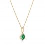 14k Yellow Gold 14k Yellow Gold Emerald Cluster And Diamond Halo Pendant - Flat View -  102621 - Thumbnail