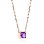 18k Rose Gold 18k Rose Gold Emerald Cut Amethyst Pendant - Flat View -  106543 - Thumbnail