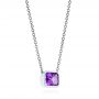 14k White Gold 14k White Gold Emerald Cut Amethyst Pendant - Flat View -  106543 - Thumbnail