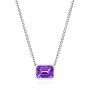 14k White Gold 14k White Gold Emerald Cut Amethyst Pendant - Three-Quarter View -  106543 - Thumbnail