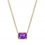 14k Yellow Gold 14k Yellow Gold Emerald Cut Amethyst Pendant - Three-Quarter View -  106543 - Thumbnail
