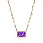 14k Yellow Gold Emerald Cut Amethyst Pendant