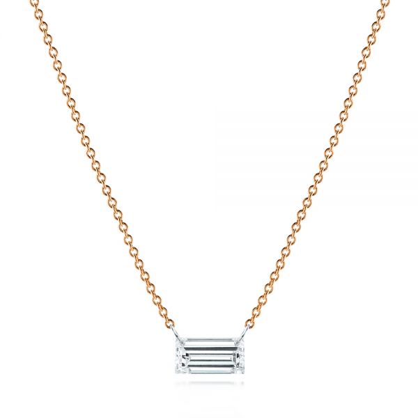 14k Rose Gold 14k Rose Gold Emerald-cut Drilled Diamond Necklace - Three-Quarter View -  106695