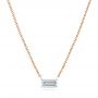18k Rose Gold 18k Rose Gold Emerald-cut Drilled Diamond Necklace - Three-Quarter View -  106695 - Thumbnail
