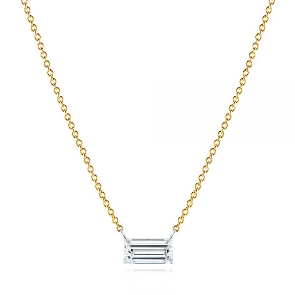  Yellow Gold Yellow Gold Emerald-cut Drilled Diamond Necklace - Three-Quarter View -  106695