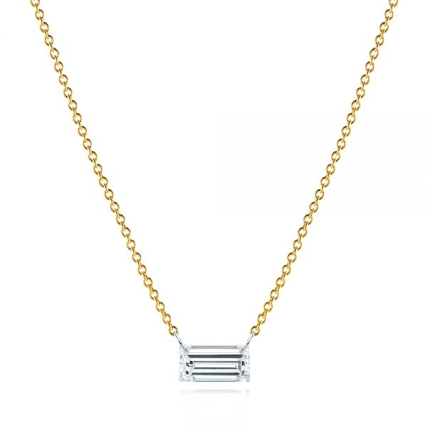 Emerald-Cut Drilled Diamond Necklace - Image