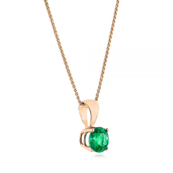 14k Rose Gold 14k Rose Gold Emerald Pendant - Flat View -  106467