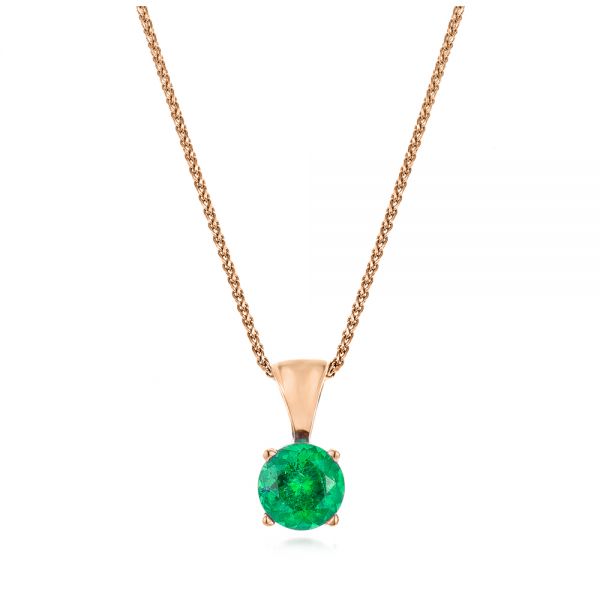 14k Rose Gold 14k Rose Gold Emerald Pendant - Three-Quarter View -  106467