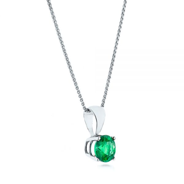 14k White Gold 14k White Gold Emerald Pendant - Flat View -  106467