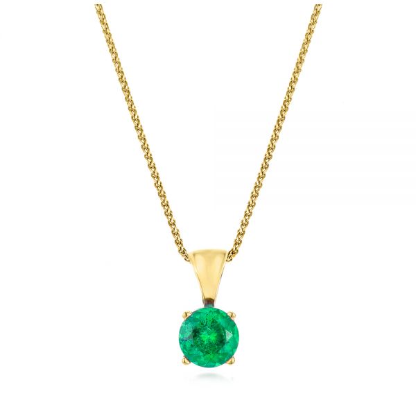 18k Yellow Gold 18k Yellow Gold Emerald Pendant - Three-Quarter View -  106467