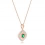 18k Rose Gold 18k Rose Gold Emerald And Diamond Filigree Pendant - Flat View -  102691 - Thumbnail