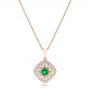 18k Rose Gold 18k Rose Gold Emerald And Diamond Filigree Pendant - Three-Quarter View -  102691 - Thumbnail