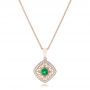 18k Rose Gold Emerald And Diamond Filigree Pendant