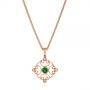 18k Rose Gold 18k Rose Gold Emerald And Diamond Filigree Pendant - Three-Quarter View -  106014 - Thumbnail