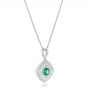 18k White Gold 18k White Gold Emerald And Diamond Filigree Pendant - Flat View -  102691 - Thumbnail