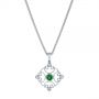  Platinum Platinum Emerald And Diamond Filigree Pendant - Three-Quarter View -  106014 - Thumbnail