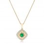 18k Yellow Gold 18k Yellow Gold Emerald And Diamond Filigree Pendant - Three-Quarter View -  102691 - Thumbnail