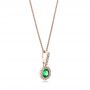 14k Rose Gold 14k Rose Gold Emerald And Diamond Halo Pendant - Flat View -  100975 - Thumbnail