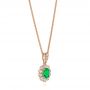14k Rose Gold 14k Rose Gold Emerald And Diamond Halo Pendant - Flat View -  106451 - Thumbnail