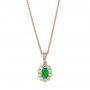 18k Rose Gold Emerald And Diamond Halo Pendant