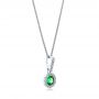  Platinum Platinum Emerald And Diamond Halo Pendant - Flat View -  100975 - Thumbnail