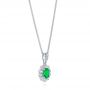  Platinum Platinum Emerald And Diamond Halo Pendant - Flat View -  106451 - Thumbnail