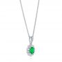 18k White Gold 18k White Gold Emerald And Diamond Halo Pendant - Flat View -  106451 - Thumbnail