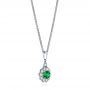  Platinum Platinum Emerald And Diamond Halo Pendant - Flat View -  106452 - Thumbnail