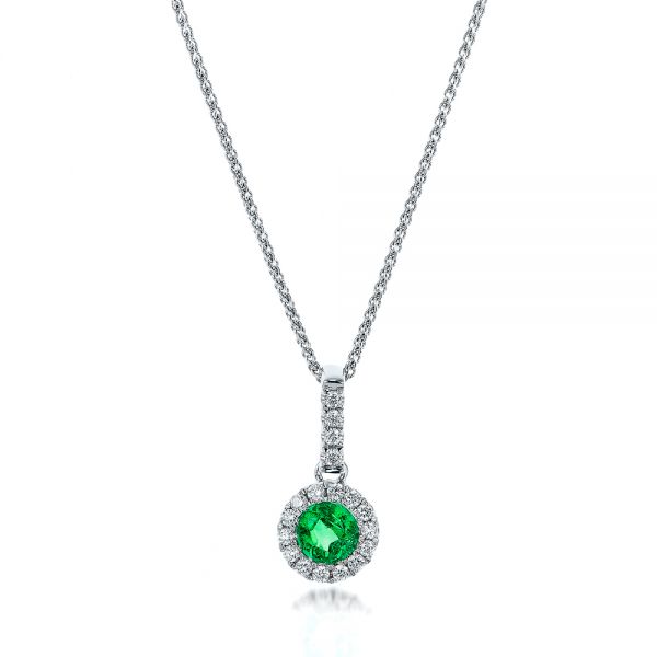 Emerald and Diamond Halo Pendant - Image