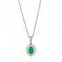  Platinum Platinum Emerald And Diamond Halo Pendant - Three-Quarter View -  106451 - Thumbnail
