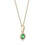 14k Yellow Gold 14k Yellow Gold Emerald And Diamond Halo Pendant - Flat View -  100975 - Thumbnail