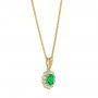 14k Yellow Gold 14k Yellow Gold Emerald And Diamond Halo Pendant - Flat View -  106451 - Thumbnail