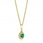 14k Yellow Gold 14k Yellow Gold Emerald And Diamond Halo Pendant - Flat View -  106452 - Thumbnail