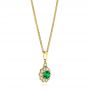 14k Yellow Gold 14k Yellow Gold Emerald And Diamond Halo Pendant - Flat View -  106452 - Thumbnail