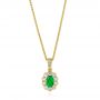 18k Yellow Gold 18k Yellow Gold Emerald And Diamond Halo Pendant - Three-Quarter View -  106451 - Thumbnail