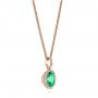 14k Rose Gold 14k Rose Gold Emerald And Diamond Oval Halo Pendant - Flat View -  106536 - Thumbnail