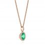 14k Rose Gold 14k Rose Gold Emerald And Diamond Oval Halo Pendant - Flat View -  106536 - Thumbnail