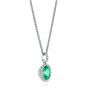  Platinum Platinum Emerald And Diamond Oval Halo Pendant - Flat View -  106536 - Thumbnail