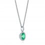 14k White Gold 14k White Gold Emerald And Diamond Oval Halo Pendant - Flat View -  106536 - Thumbnail