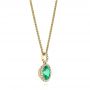 14k Yellow Gold 14k Yellow Gold Emerald And Diamond Oval Halo Pendant - Flat View -  106536 - Thumbnail