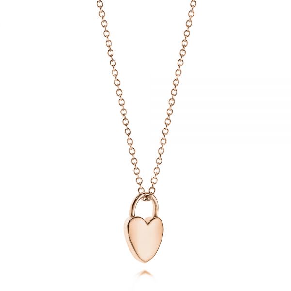 14K Rose Gold Diamond Lock Pendant