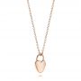 14k Rose Gold 14k Rose Gold Engravable Heart Lock Pendant - Flat View -  106154 - Thumbnail