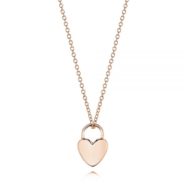 14k Rose Gold Engravable Heart Lock Pendant #106154 - Seattle Bellevue