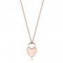 14k Rose Gold 14k Rose Gold Engravable Heart Lock Pendant - Three-Quarter View -  106154 - Thumbnail