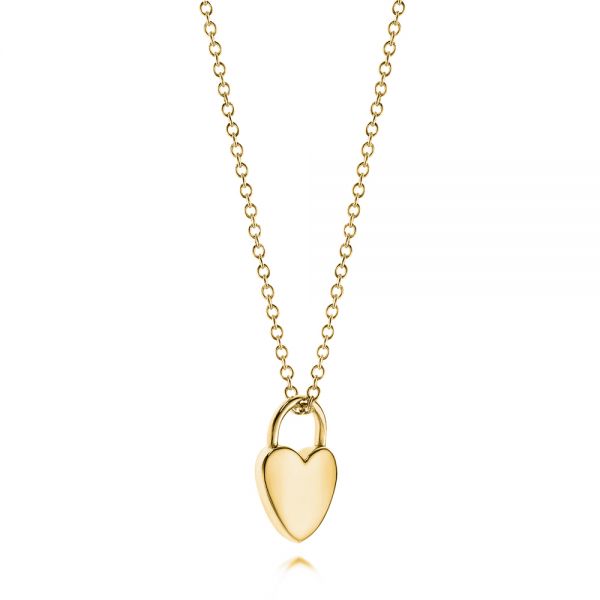14k Yellow Gold 14k Yellow Gold Engravable Heart Lock Pendant - Flat View - 106154