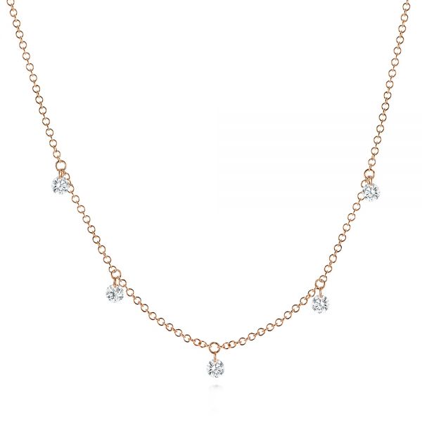 14k Rose Gold 14k Rose Gold Floating Diamond Necklace - Three-Quarter View -  106507