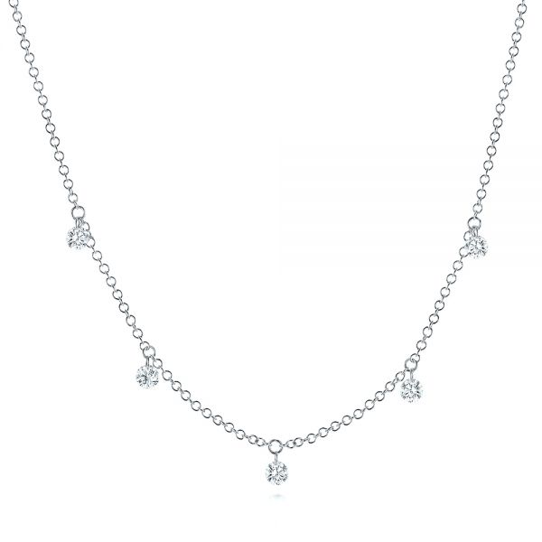 18k White Gold 18k White Gold Floating Diamond Necklace - Three-Quarter View -  106507