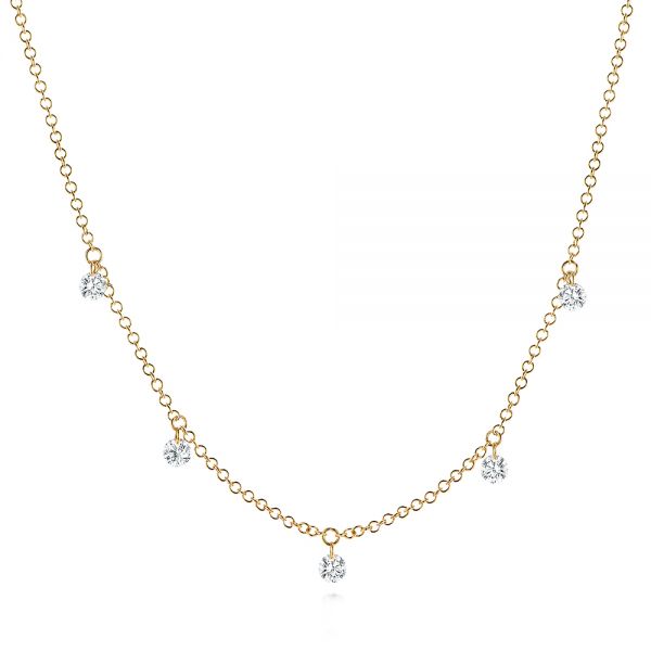 14k Yellow Gold 14k Yellow Gold Floating Diamond Necklace - Three-Quarter View -  106507